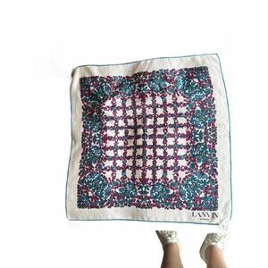 Vintage Lanvin Paris Floral Patterned Silk Scarf